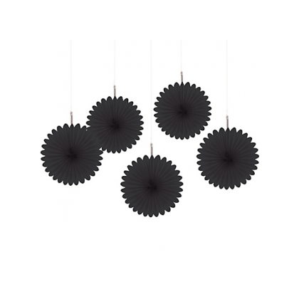 6" 6" Mini Hanging Fan Decorations Jet Black