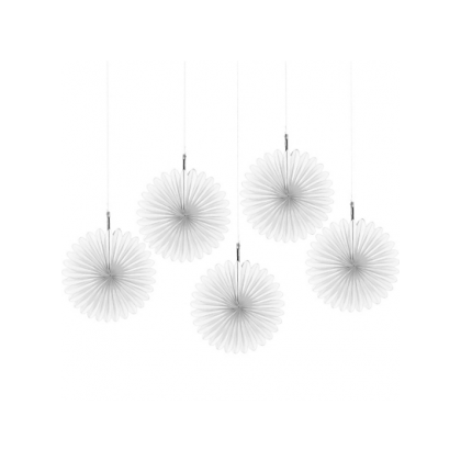 6" 6" Mini Hanging Fan Decorations Frosty White