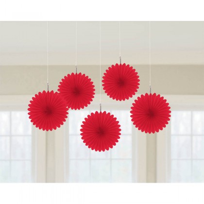 6" 6" Mini Hanging Fan Decorations Apple Red