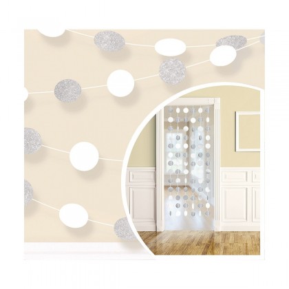 6 Round String Decorations - Frosty White