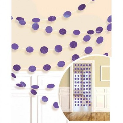6 Round String Decorations - New Purple