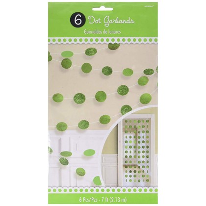 6 Round String Decorations - Kiwi