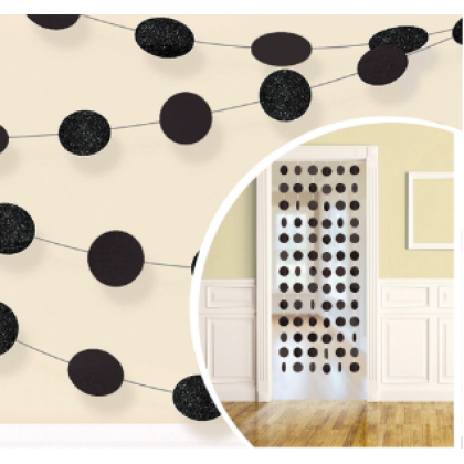 6 Round String Decorations - Jet Black