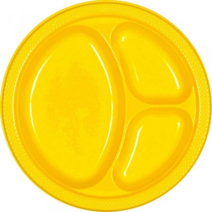 Yellow Sunshine Festive Occasion® Plastic Tableware Divded Plate, 10 1/4"