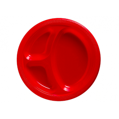 Apple Red Festive Occasion® Plastic Tableware Divded Plate, 10 1/4"