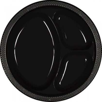 Jet Black Festive Occasion® Plastic Tableware Divded Plate, 10 1/4"