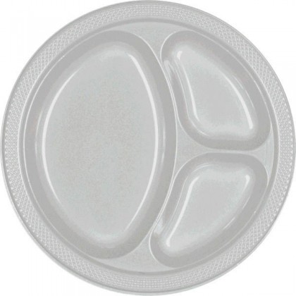 Silver Festive Occasion® Plastic Tableware Divded Plate, 10 1/4"