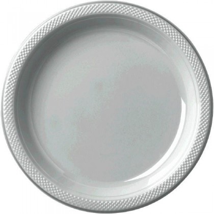 Silver Festive Occasion® Plastic Tableware Plate, 7"