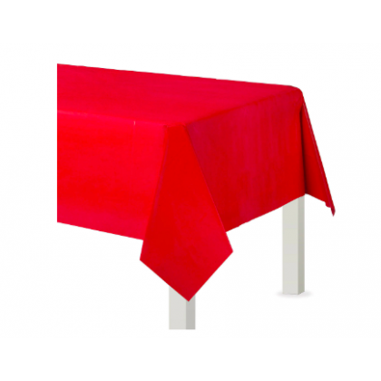 54" x 108" Plastic Solid Rectangular TableCover - Apple Red