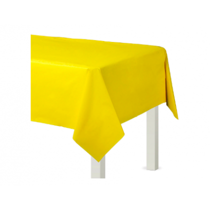 54" x 108" Plastic Solid Rectangular TableCover - Yellow Sunshine
