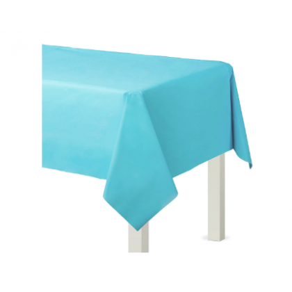 54" x 108" Plastic Solid Rectangular TableCover - Caribbean Blue