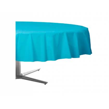 84" Plastic Solid Round TableCover - Caribbean Blue