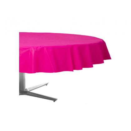 84" Plastic Solid Round TableCover - Bright Pink