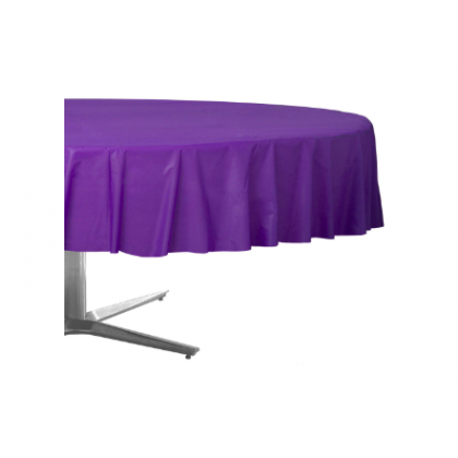 84" Plastic Solid Round TableCover - Purple