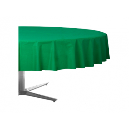 84" Plastic Solid Round TableCover - Festive Green