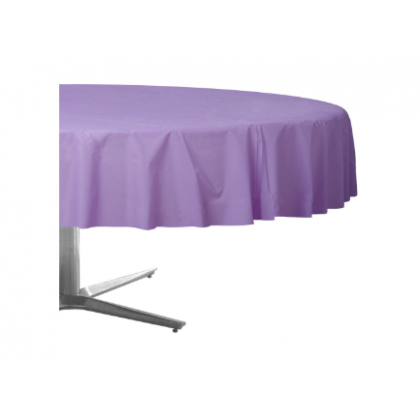 84" Plastic Solid Round TableCover - Lavender
