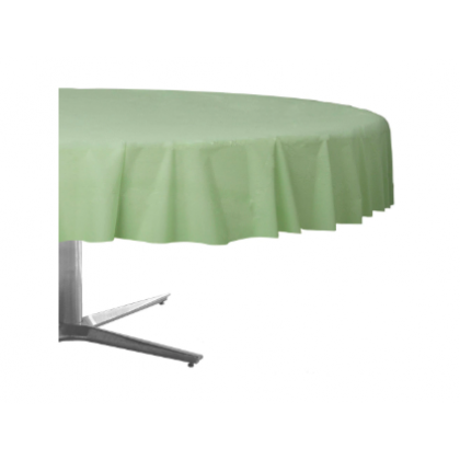 84" Plastic Solid Round TableCover - Leaf Green
