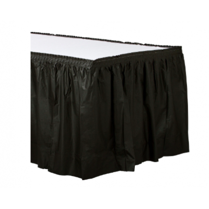 14' x 29" Plastic Solid Table Skirt - Jet Black