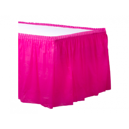 14' x 29" Plastic Solid Table Skirt - Bright Pink