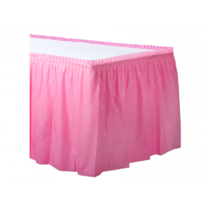 14' x 29" Plastic Solid Table Skirt - New Pink