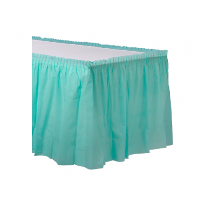 14' x 29" Plastic Solid Table Skirt - Robin's-egg Blue
