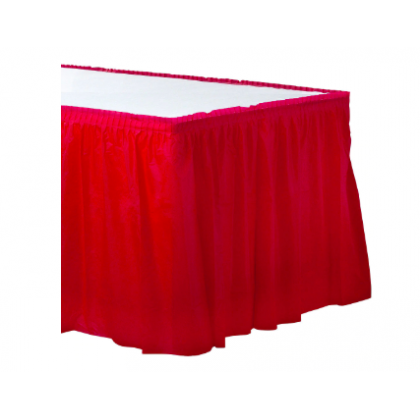 14' x 29" Plastic Solid Table Skirt - Apple Red