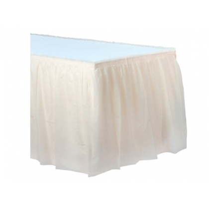 14' x 29" Plastic Solid Table Skirt - Vanilla Creme