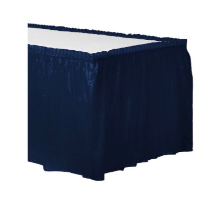 14' x 29" Plastic Solid Table Skirt - Navy Flag Blue