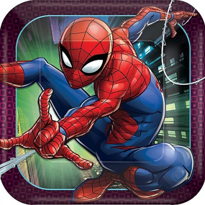Spider-Man Webbed Wonder Square Plates, 9 in