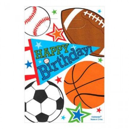 Sports Party Folded Loot Bags - Plastic