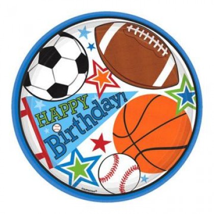 Sports Party Round Plates, 9"