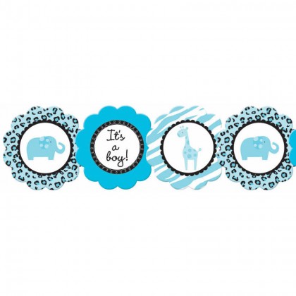 8ft Sweet Safari Boy Printed Paper Garland - Printed Paper