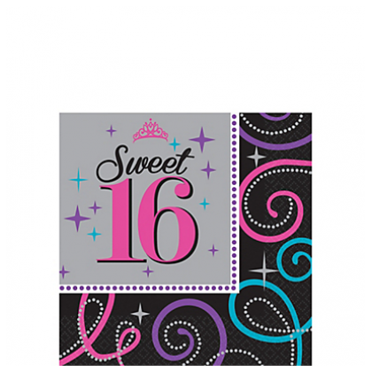 Sweet Sixteen Celebration Beverage Napkins