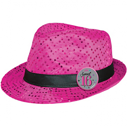 Sweet Sixteen Celebration Fedora - Sequined Fabric