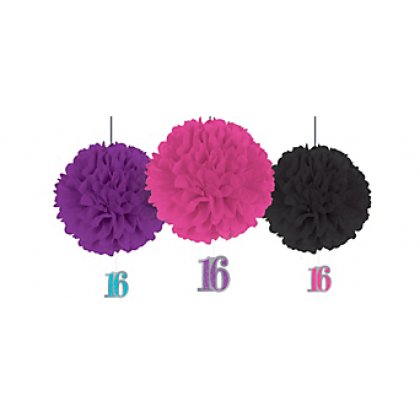 Sweet Sixteen Celebration Fluffy Decorations - Tissue
