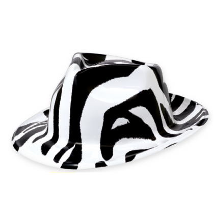 Totally 80's Zebra Fedora Black & White - Vac Form