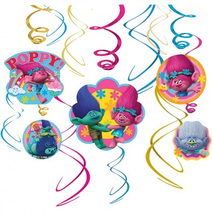 ©Trolls Value Pack Foil Swirl Decorations