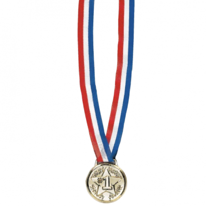 Ribbon 17" w/Medal, 2 1/2" Award Medal Necklace