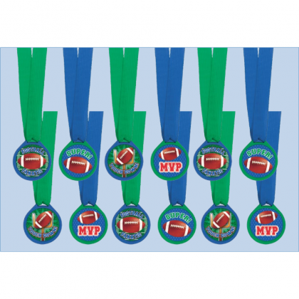 Plastic Medal, 1 1/2"; Ribbon, 13" Football Award Medals