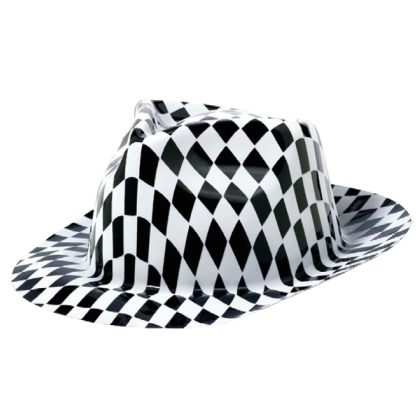 4 1/2"H x 10"W x 11 5/16"D Classic 50's Fedora Black & White - Vac Form