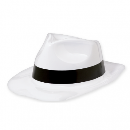 4 1/2"H x 10"W x 11 5/16"D Classic 50's Fedora White w/Black Band - Vac Form