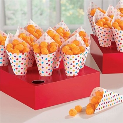 Paper Minis Snack Cones w/Tray - Rainbow
