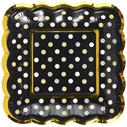 Paper Minis Scalloped Square Plates - Black