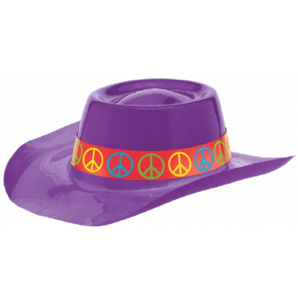 3 1/2"H x 11 1/16"W x 1 15/16"D Feeling Groovy 60's Purple Cowboy Hat - Vac Form