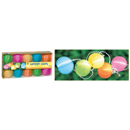 11' Total Length; 9' Lighted Length Round Lantern Light Set - Paper
