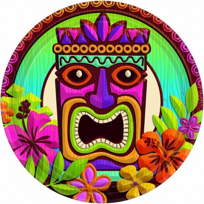 Tropical Tiki Round Plates, 7"