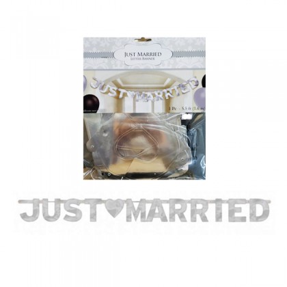 5 1/2' x 6 1/4' Just Married Large Foil Letter Banner
