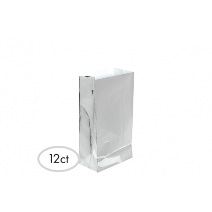 6 1/2"H x 3"W x 2"D Packaged Paper Bags SILVER (Mini)
