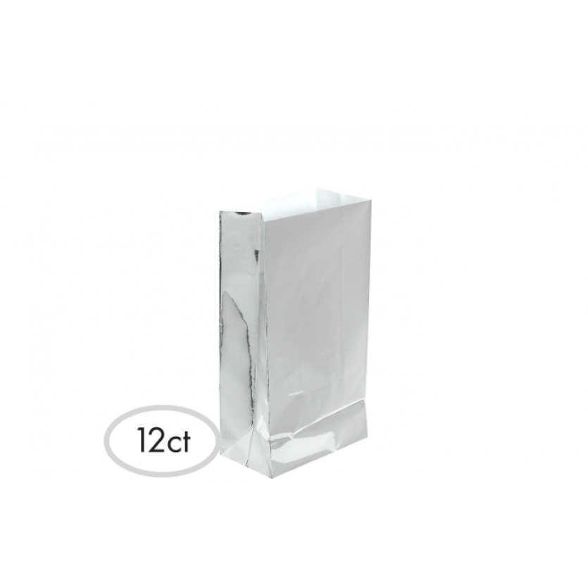 6 1/2"H x 3"W x 2"D Packaged Paper Bags SILVER (Mini)