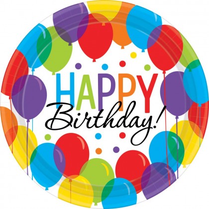 Balloon Bash Round Plates, 9"